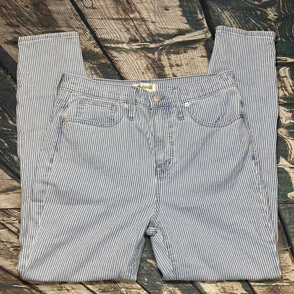 💙Madewell 10” High-Rise Skinny Crop Piper Stripe Jeans - Picture 4 of 11